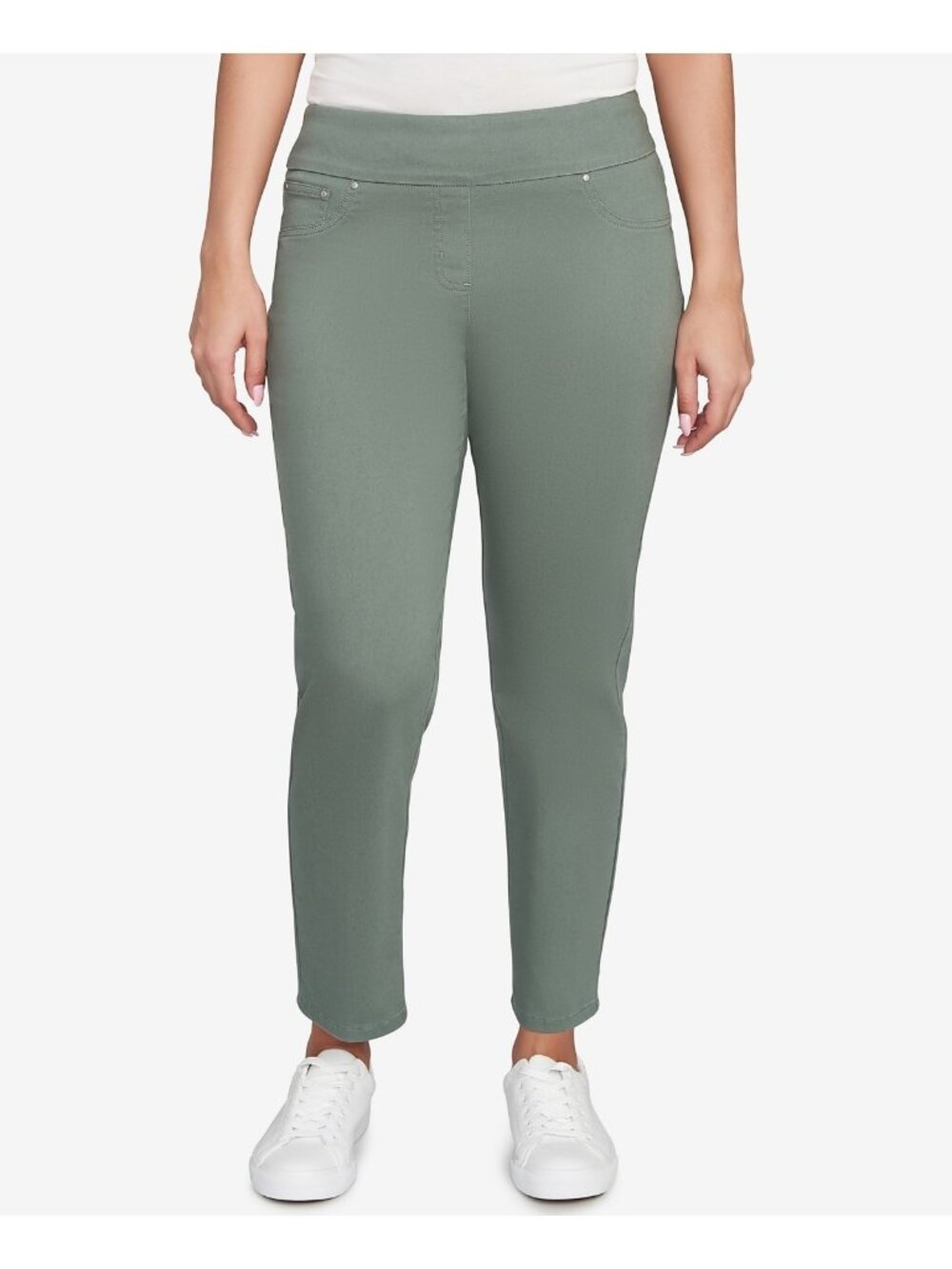 Ruby Rd. Petite Size 4P Soft Denim Cotton Blend Mid rise Pants Olive Green $60
